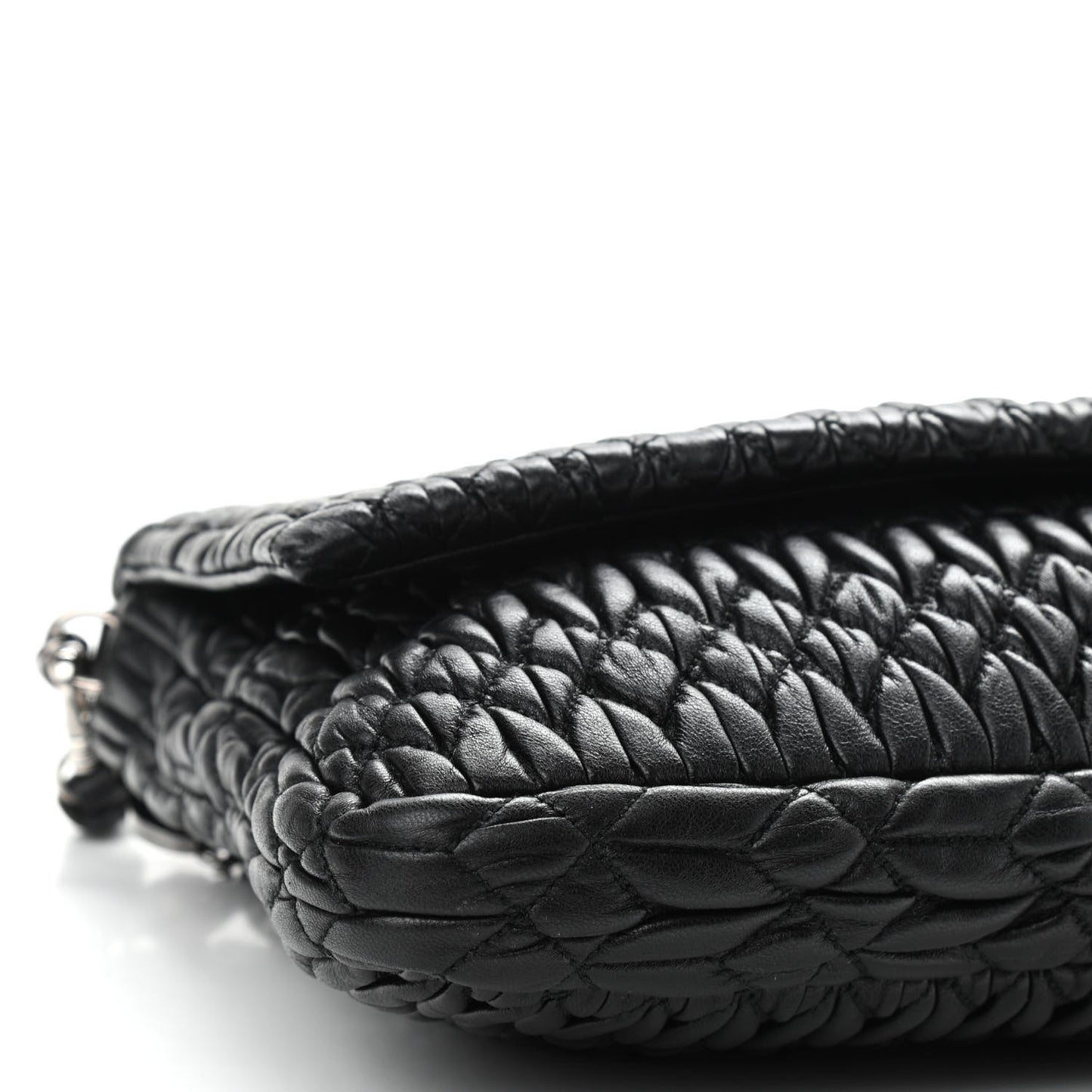 Nappa Matelasse Crystal Flap Clutch Black