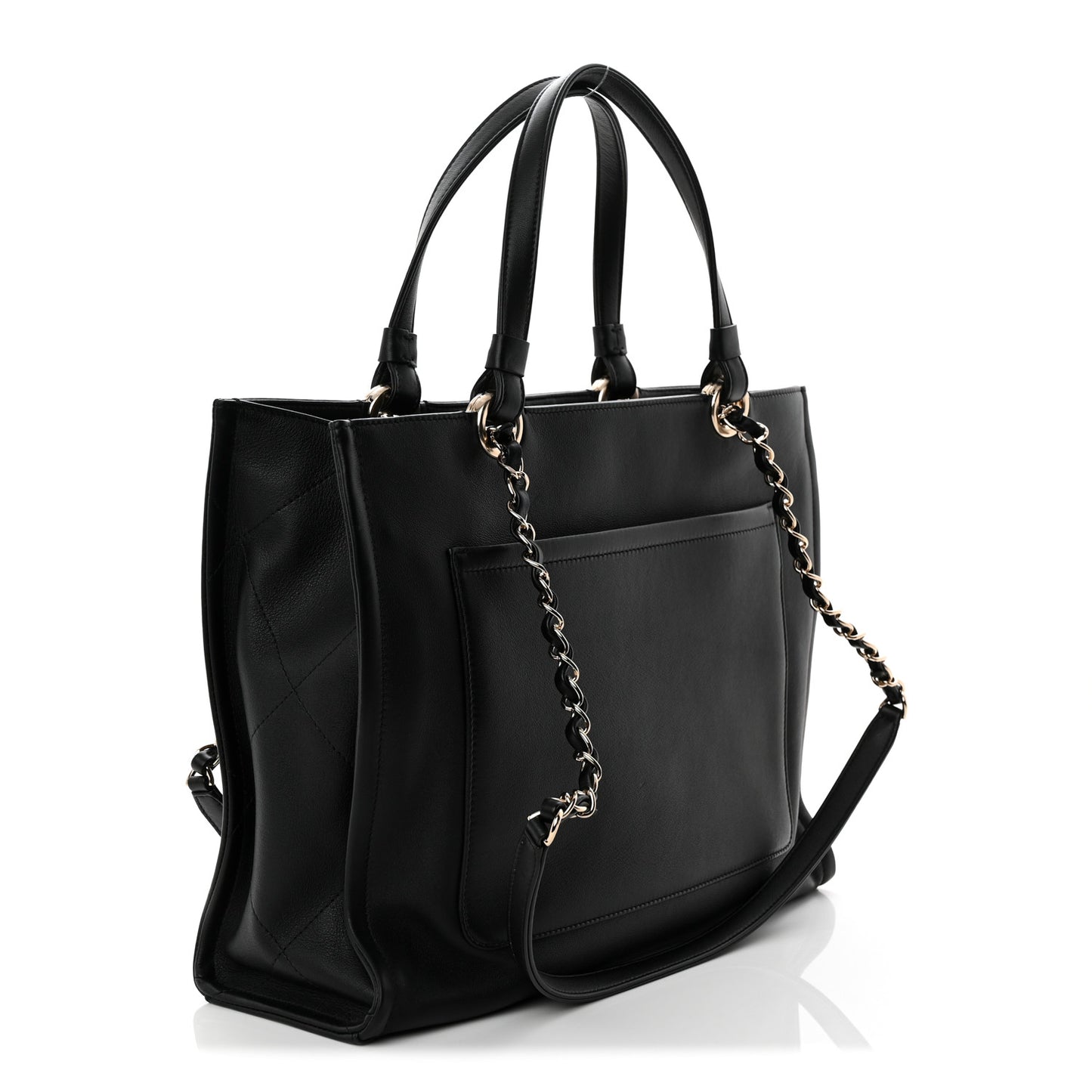 Calfskin CC Zipped Shopping Tote Black
