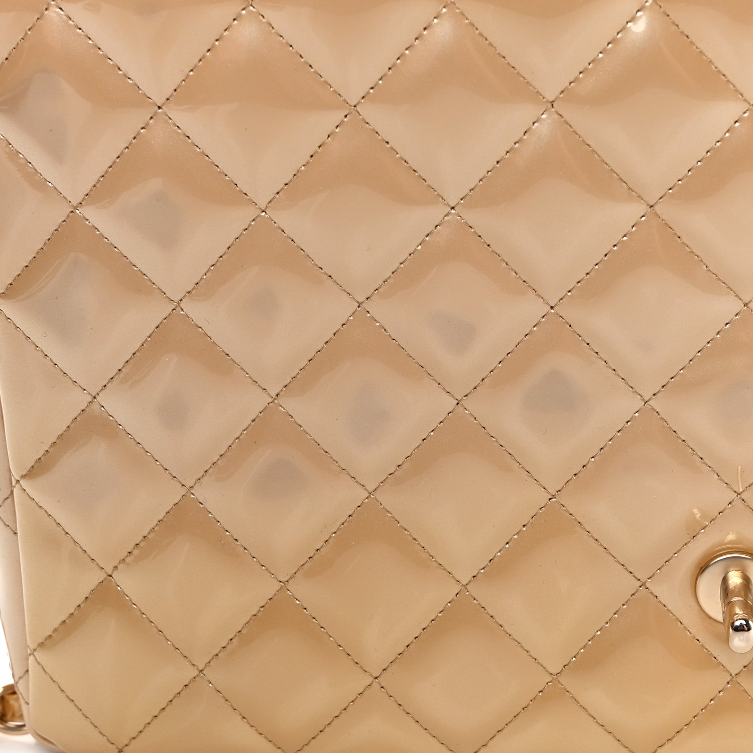 Chanel Metallic Patent Quilted Maxi Single Flap Beige 12 of 16