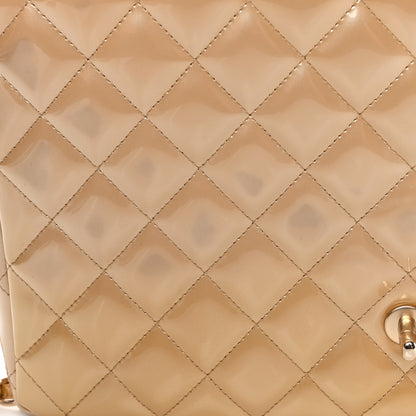 Chanel Metallic Patent Quilted Maxi Single Flap Beige 12 of 16