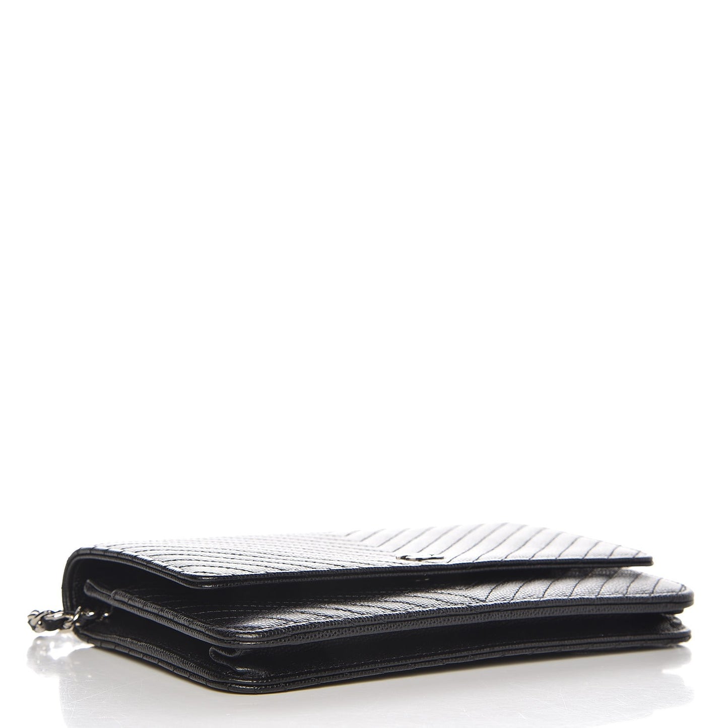 Caviar Chevron Quilted Wallet On Chain WOC Black