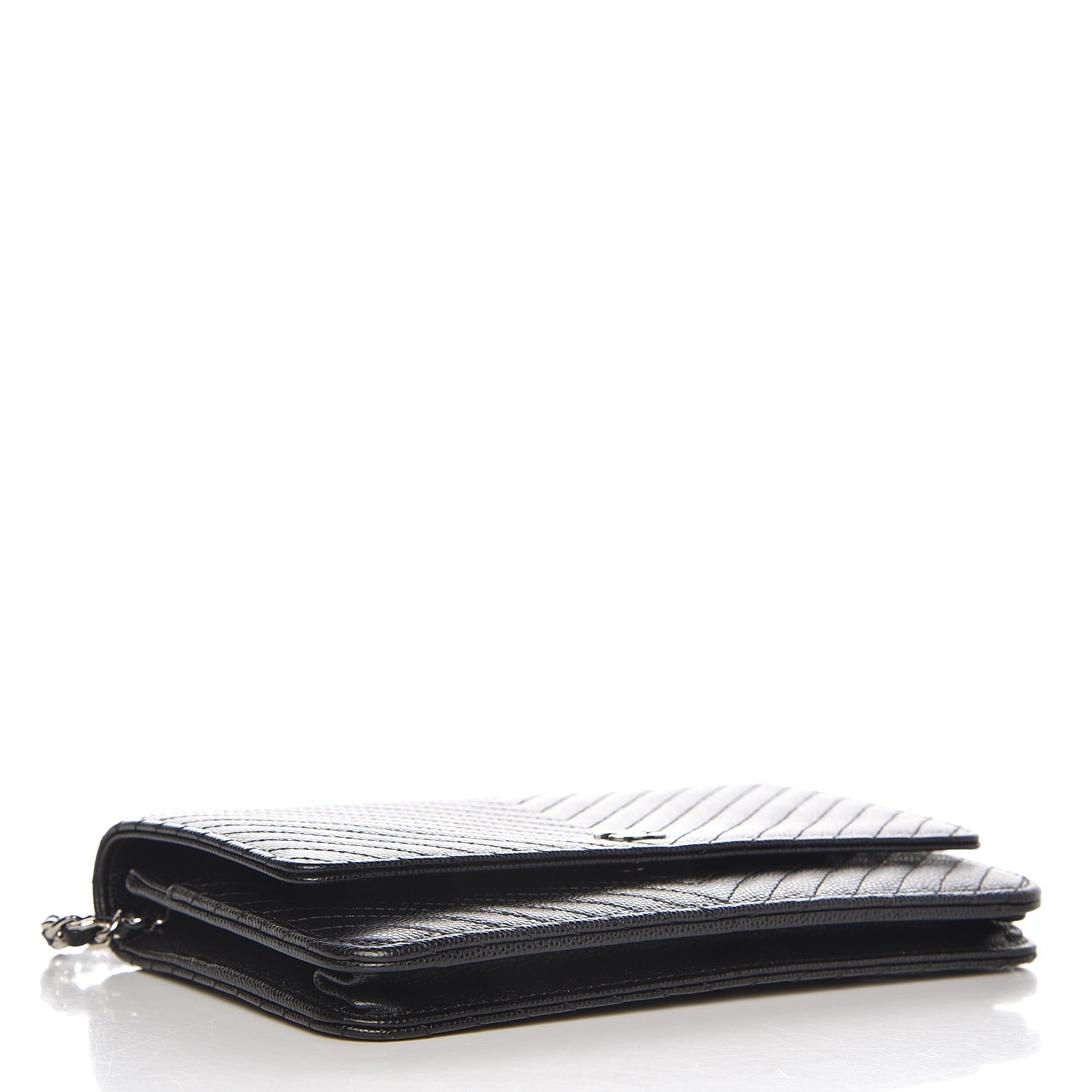 Chanel Caviar Chevron Quilted Wallet On Chain WOC Black 4 of 9