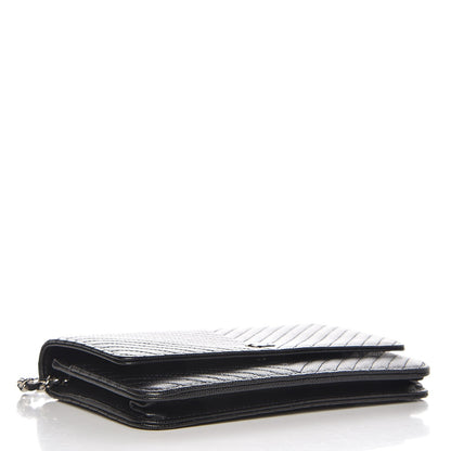 Chanel Caviar Chevron Quilted Wallet On Chain WOC Black 4 of 9