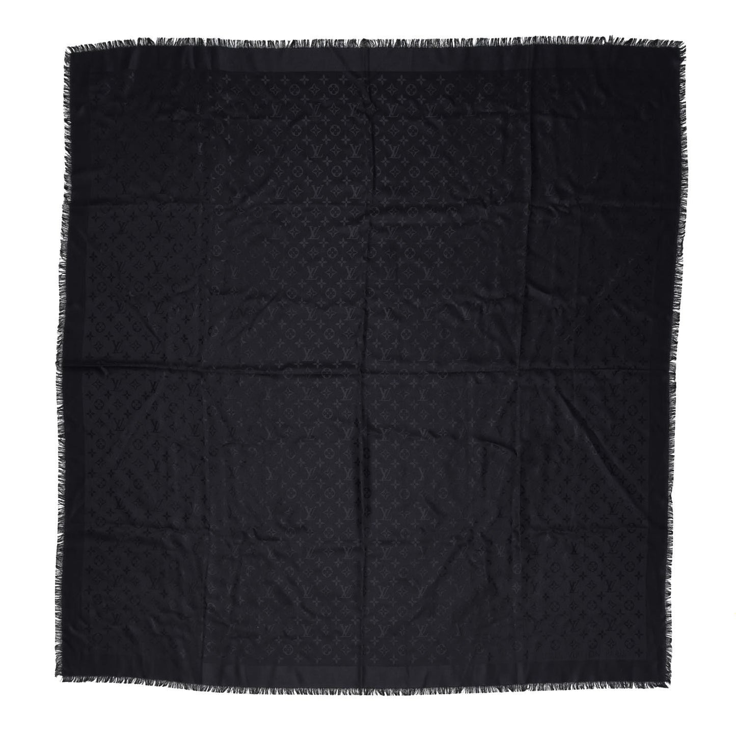 Silk Wool Monogram Shawl Black