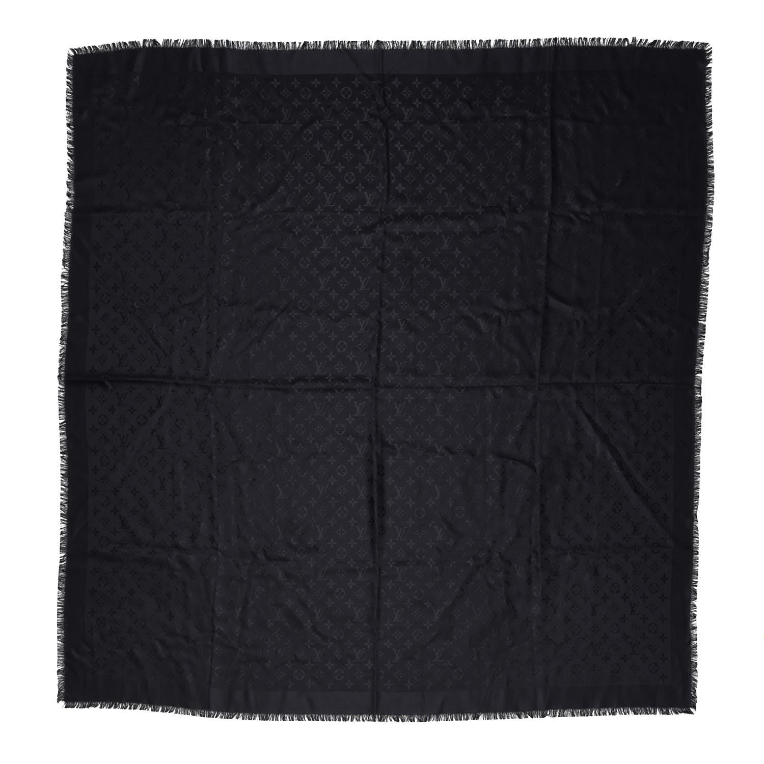 Louis Vuitton Silk Wool Monogram Shawl Black 1 of 4