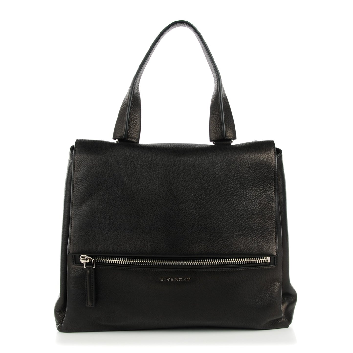Waxy Grained Calfskin Medium Pandora Pure Flap Bag Black
