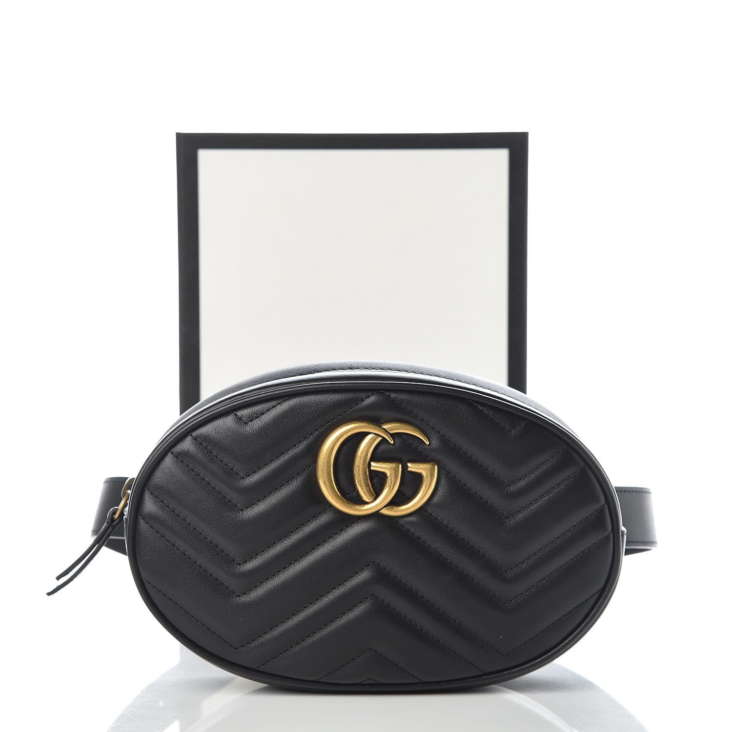Gucci Calfskin Matelasse GG Marmont Belt Bag 75 30 Black 11 of 11