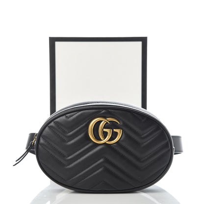 Gucci Calfskin Matelasse GG Marmont Belt Bag 75 30 Black 11 of 11