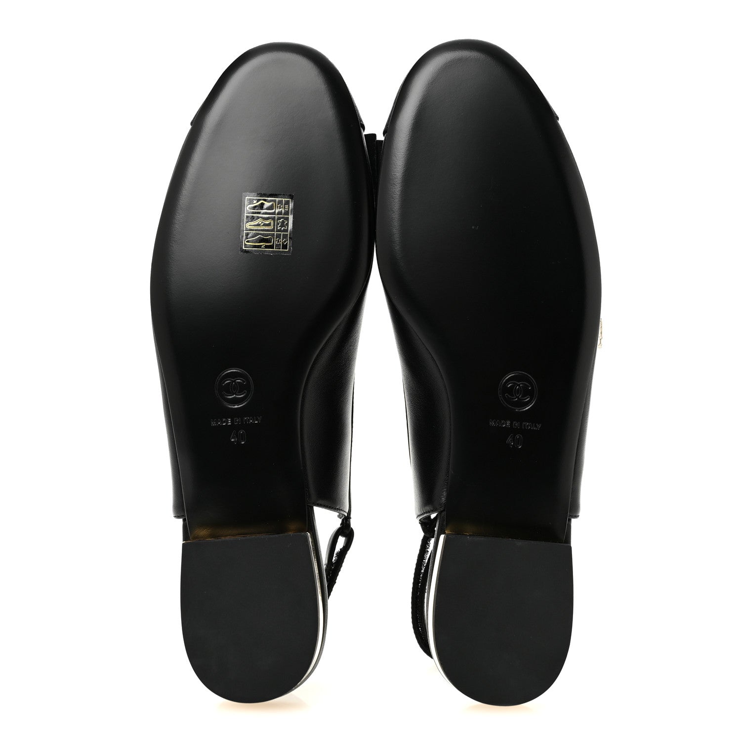 Chanel Lambskin Grosgrain Bow Cap Toe CC Slingback Flats 40 Black 6 of 10
