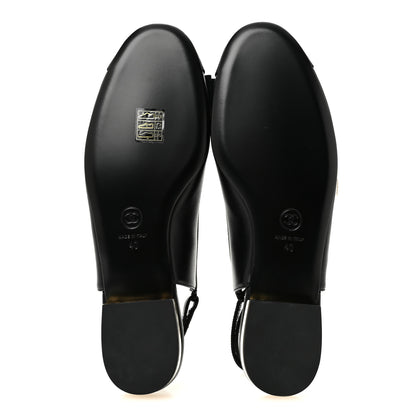 Chanel Lambskin Grosgrain Bow Cap Toe CC Slingback Flats 40 Black 6 of 10