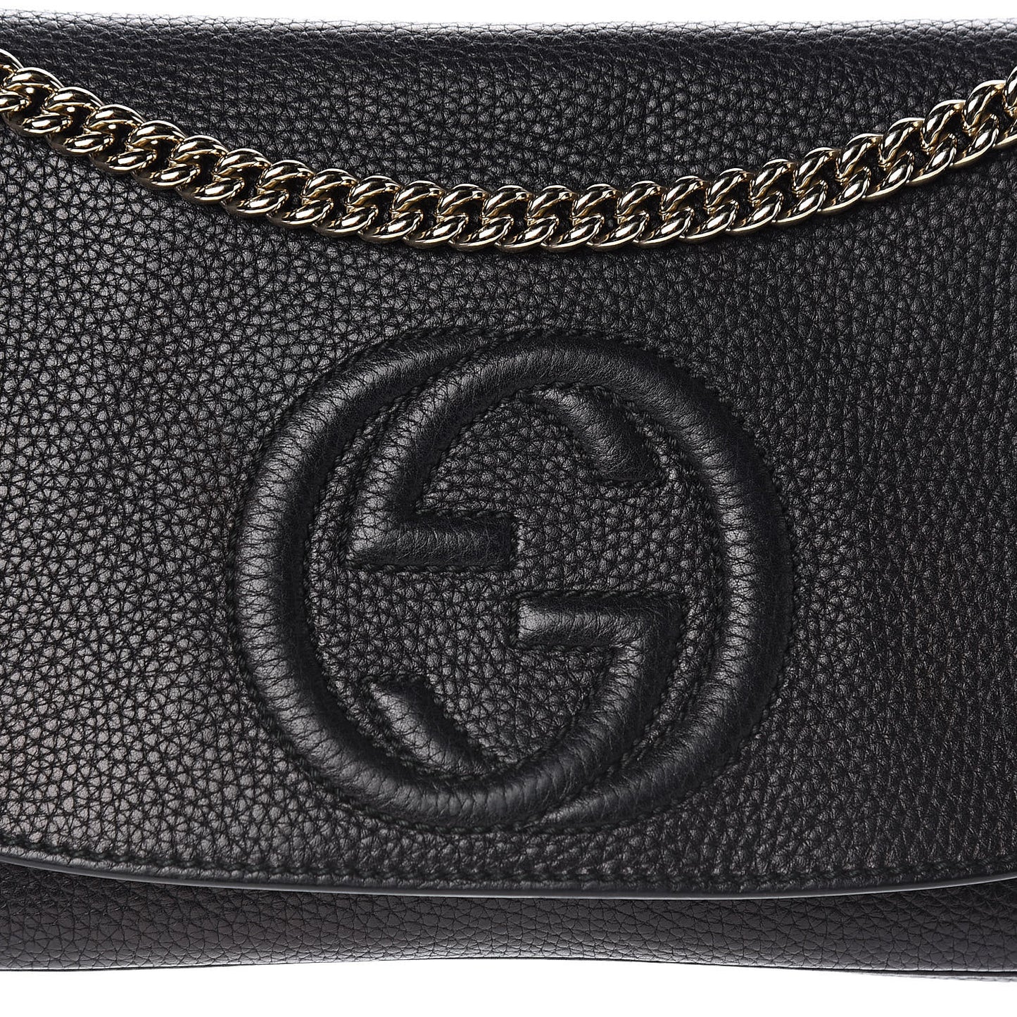 Pebbled Calfskin Medium Soho Flap Crossbody Black