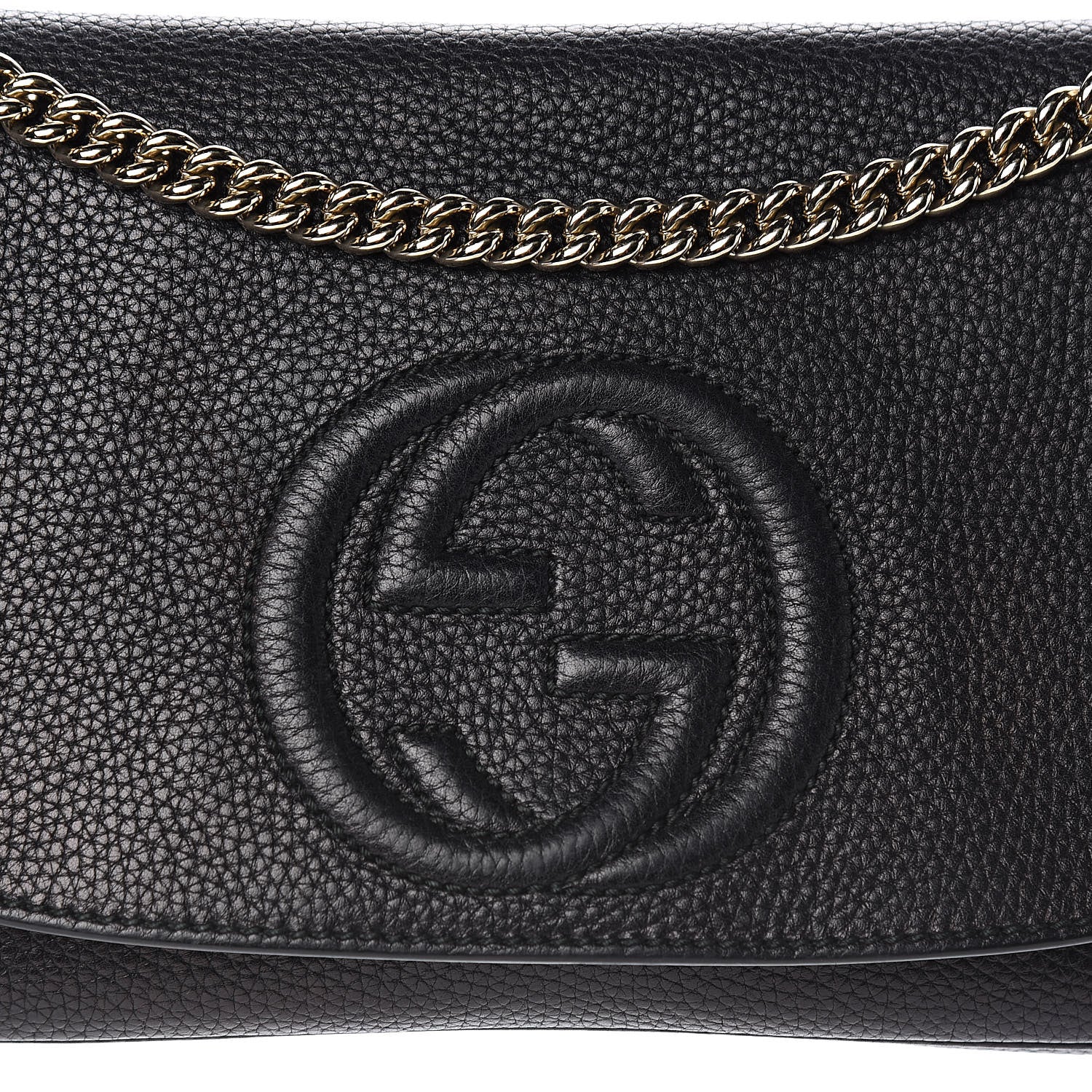 Gucci Pebbled Calfskin Medium Soho Flap Crossbody Black 10 of 10