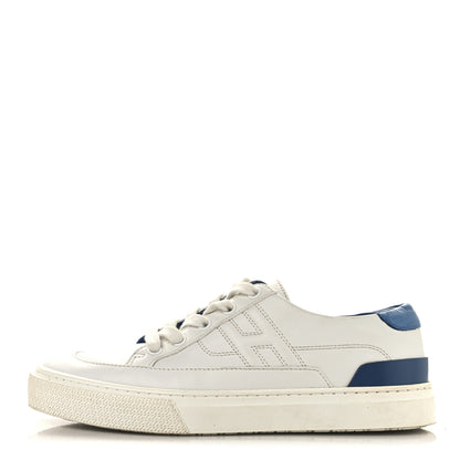 Hermes Matte Niloticus Crocodile Calfskin Deep Sneakers 37 White Bleu Bleuet 1 of 10
