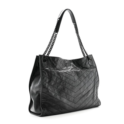 Saint Laurent Crinkled Calfskin Matelasse Monogram Large Niki Shopper Tote Black 3 of 12
