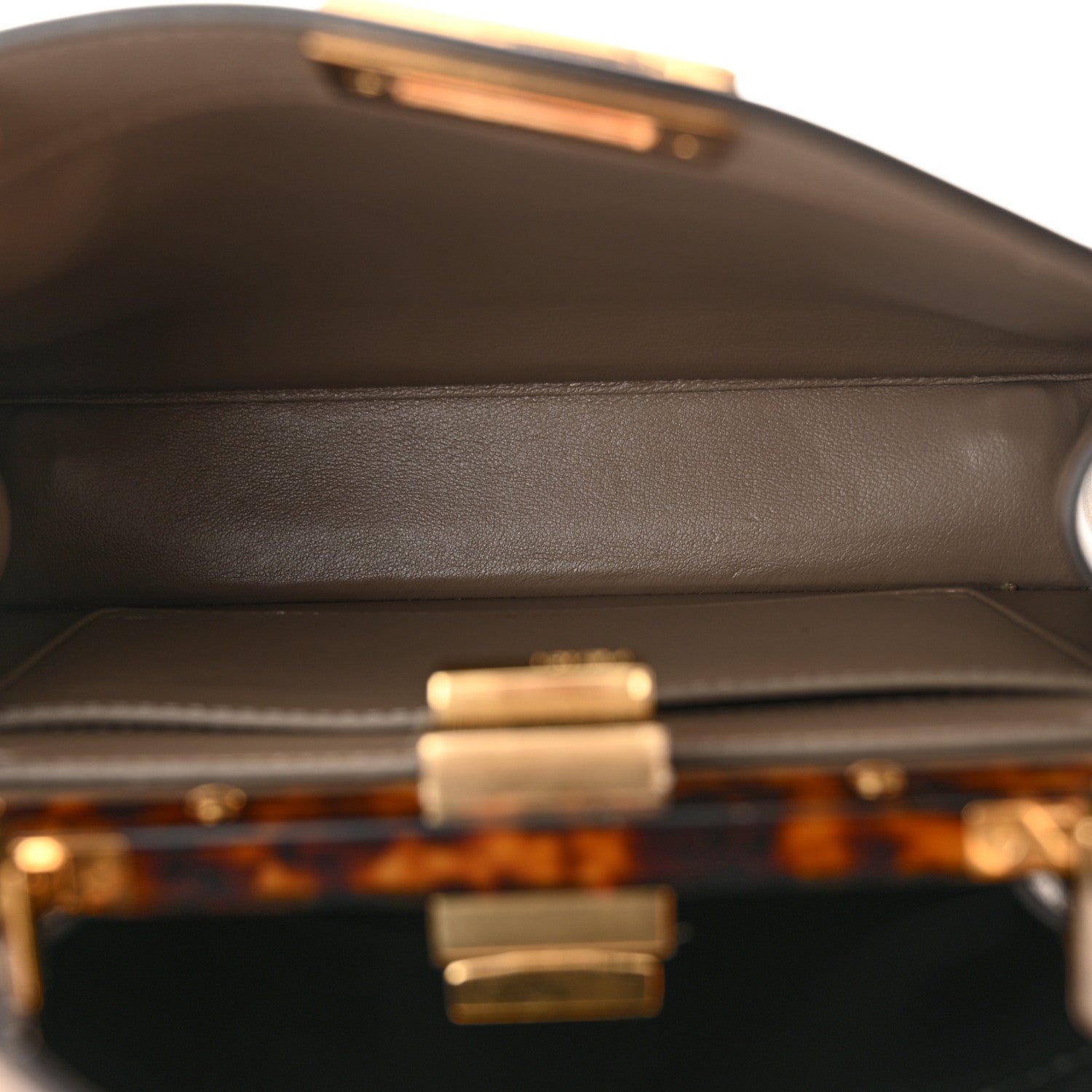 Fendi Vitello Seta Shiny Nappa Plexiglass Bi-Color Small Peekaboo I SEE U Satchel Tartaruga Black 6 of 12