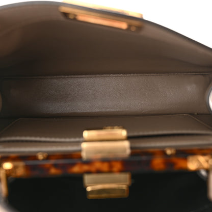 Fendi Vitello Seta Shiny Nappa Plexiglass Bi-Color Small Peekaboo I SEE U Satchel Tartaruga Black 6 of 12