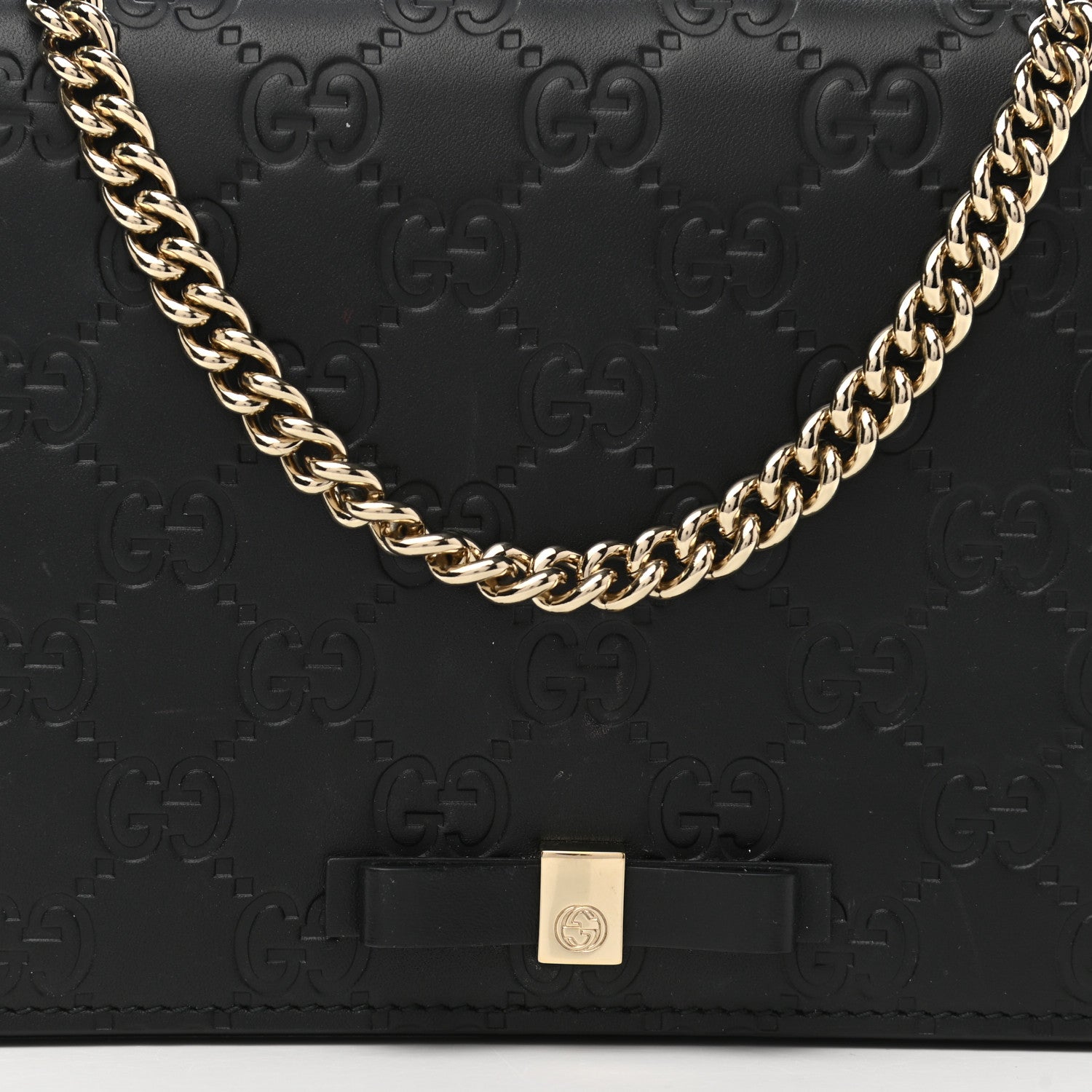 Gucci Guccissima Signature Bowy Chain Wallet Black 9 of 11