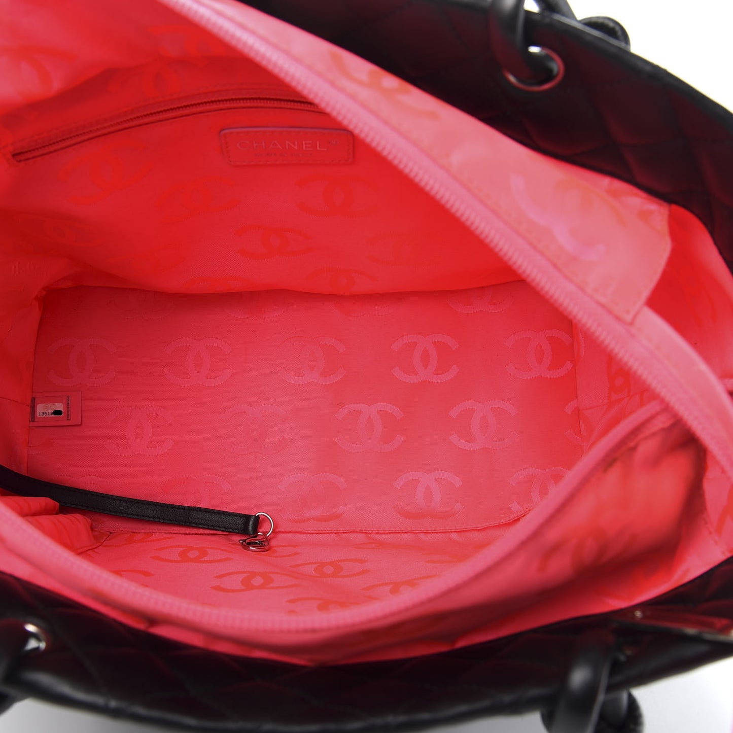 Calfskin Quilted Large Cambon Tote Black