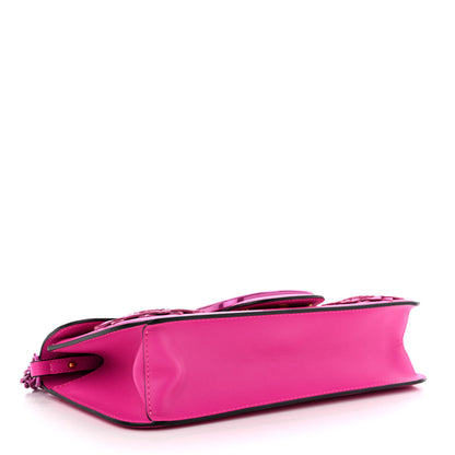 Valentino Garavani Calfskin Floral Embellished Monochrome Vlogo Loco Shoulder Bag Pink PP 4 of 12