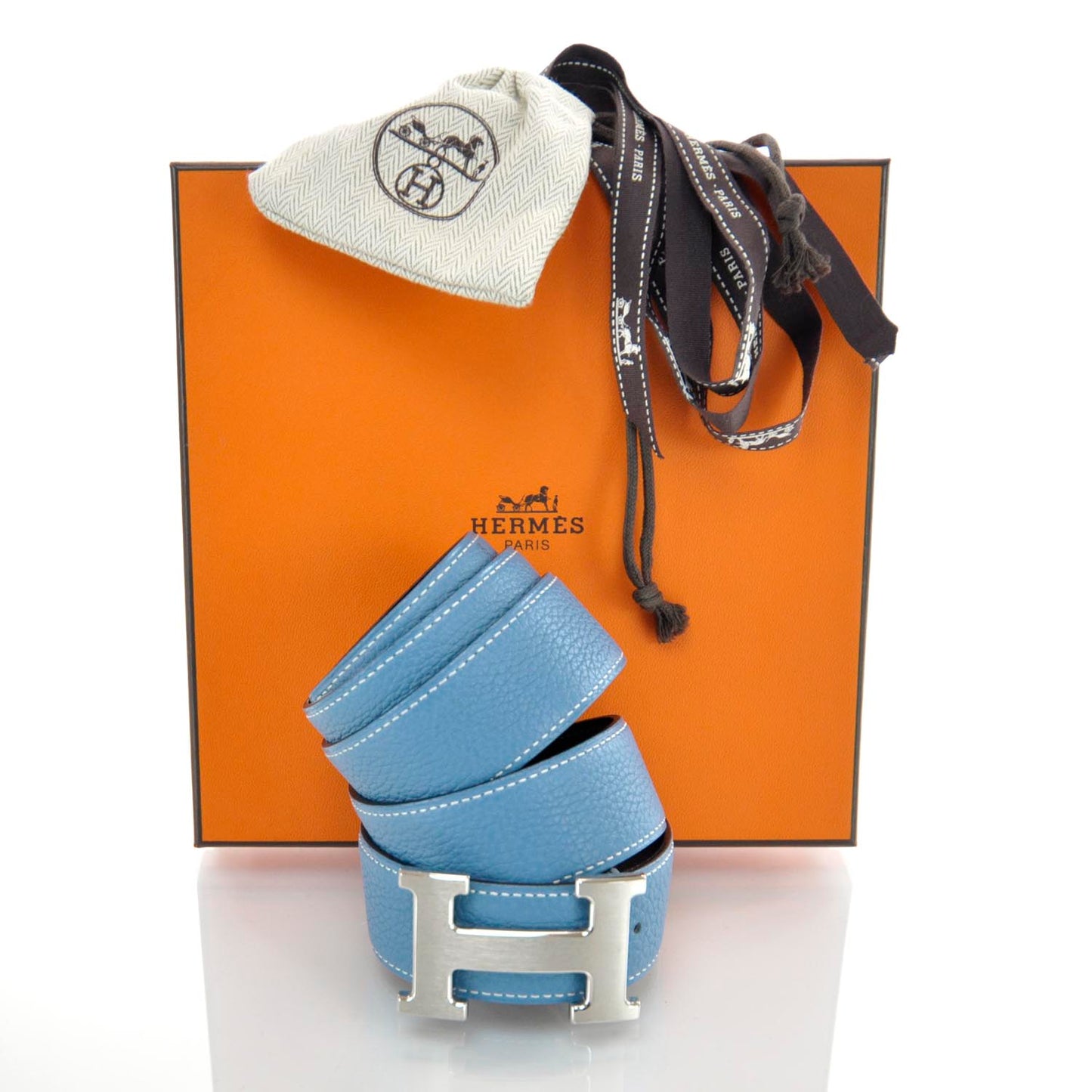 Box Togo Reversible H Belt 90 Black Blue Jean