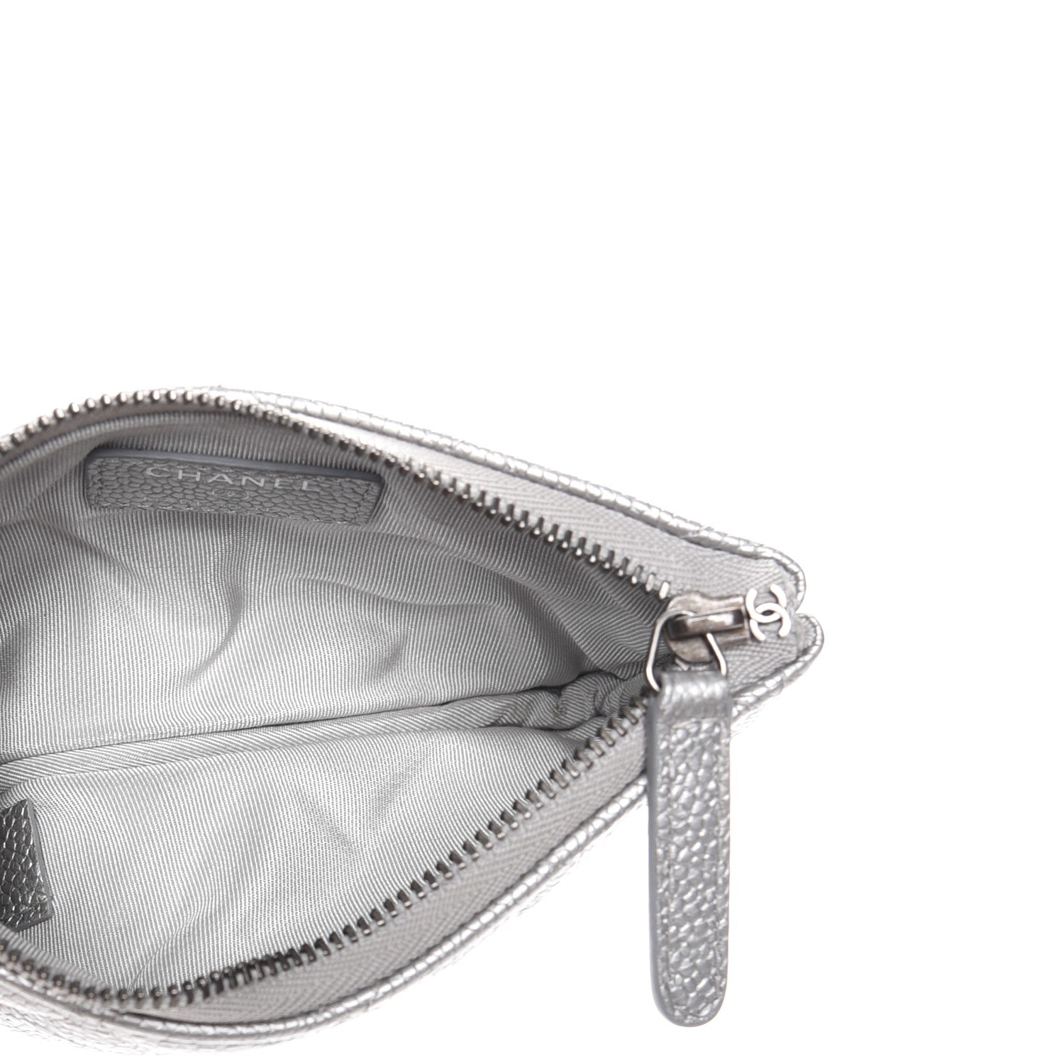 Chanel Metallic Caviar Quilted Small Cosmetic Case Silver 5 of 7