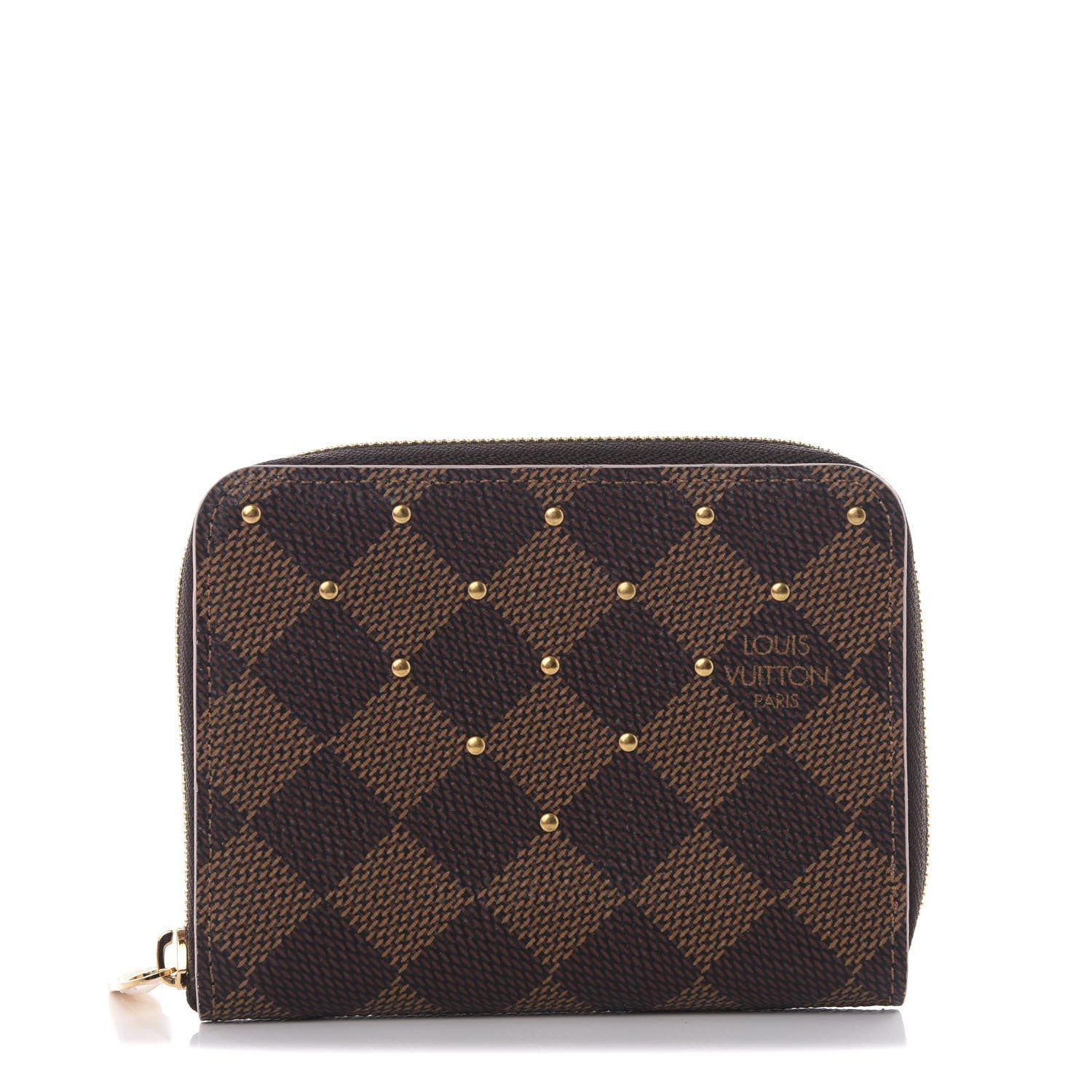 Louis Vuitton Damier Ebene Studded Zippy Coin Purse Rose Ballerine 1 of 7