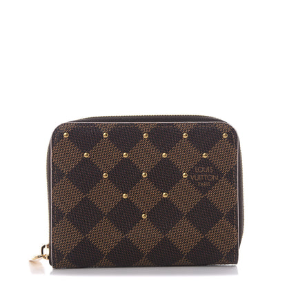 Louis Vuitton Damier Ebene Studded Zippy Coin Purse Rose Ballerine 1 of 7
