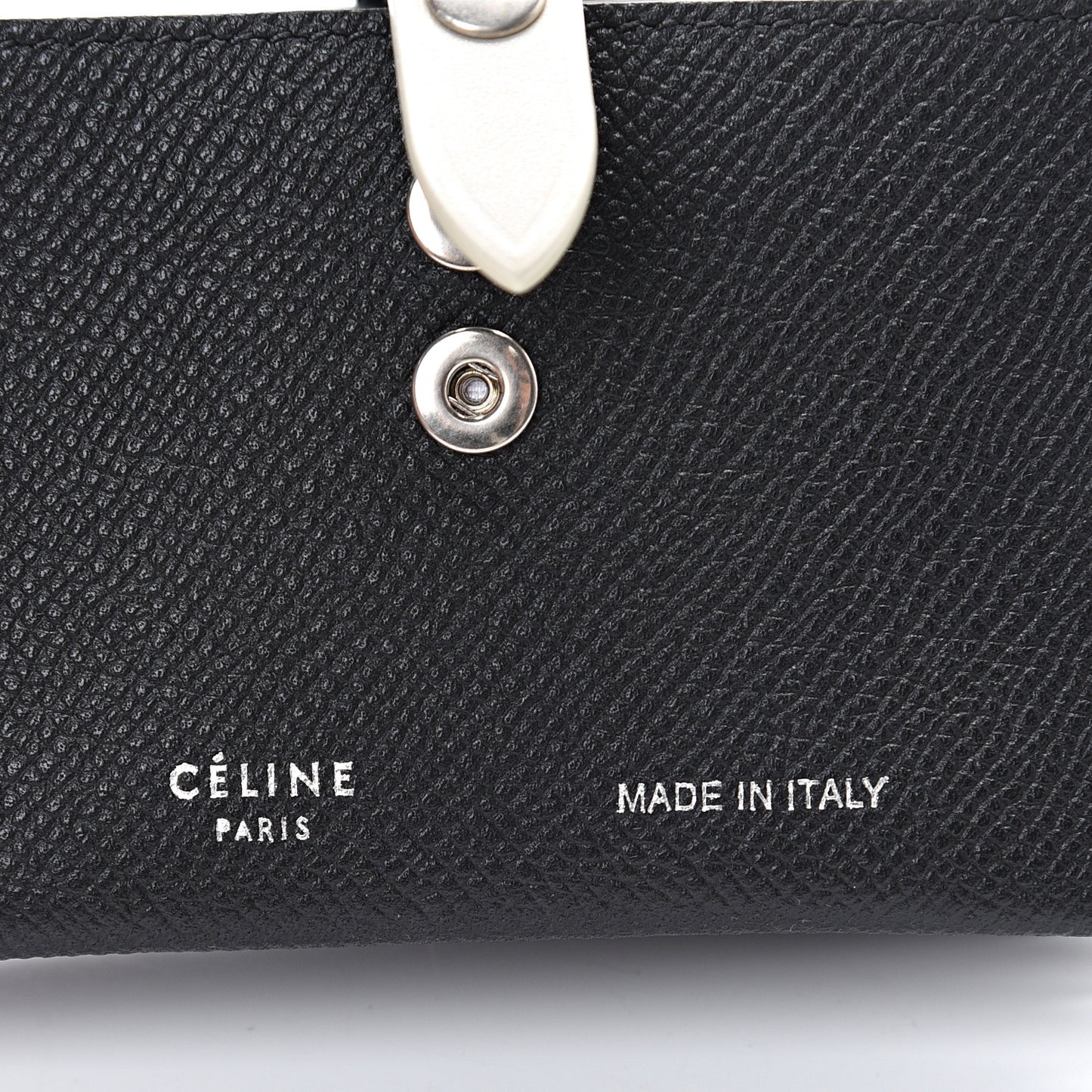 Grained Shiny Calfskin Accordion Card Holder Black Chalk
