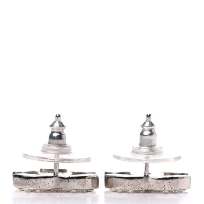 Chanel Crystal Timeless CC Earrings Silver 3 of 4