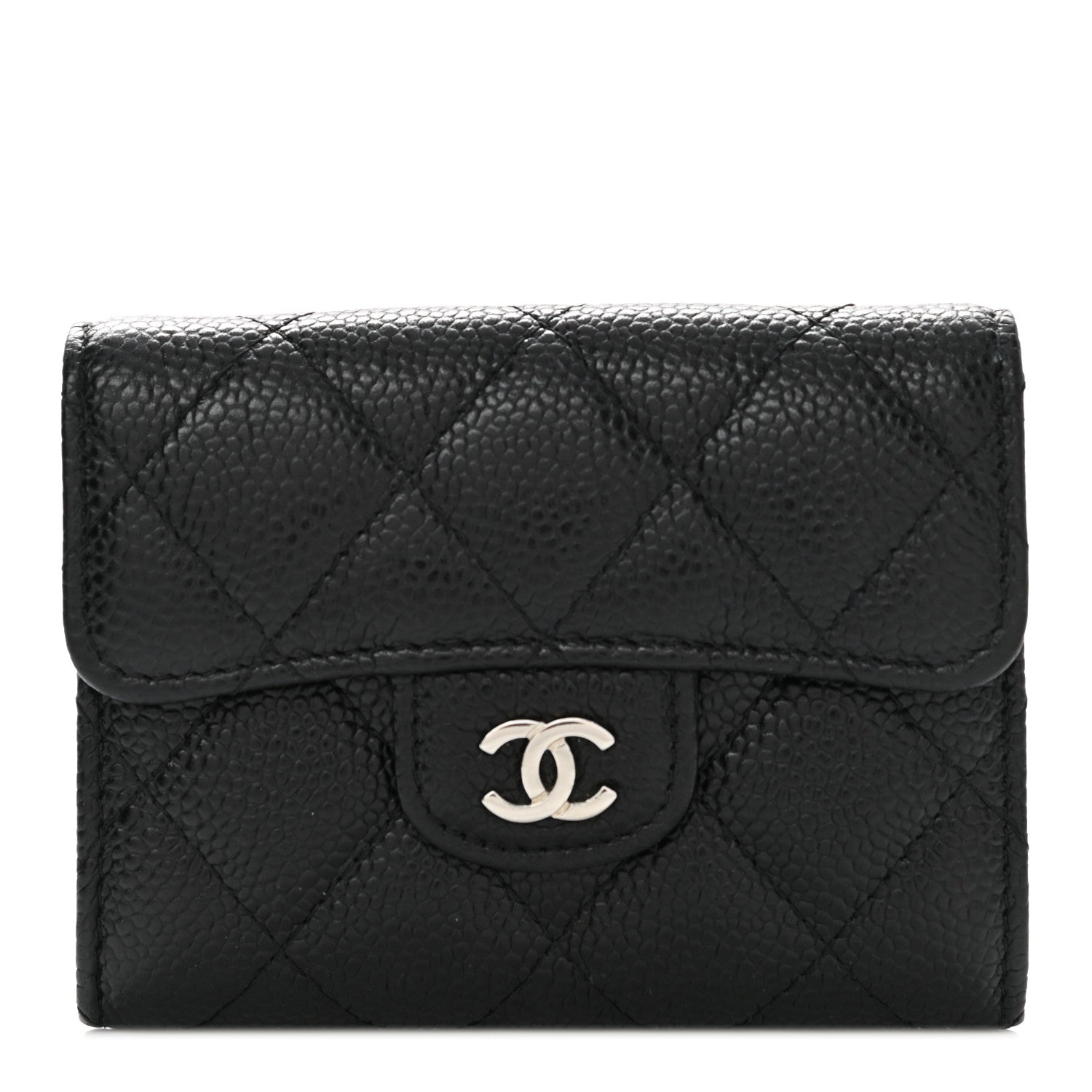 Chanel Caviar Quilted Flap Card Holder Wallet Black 1 of 9