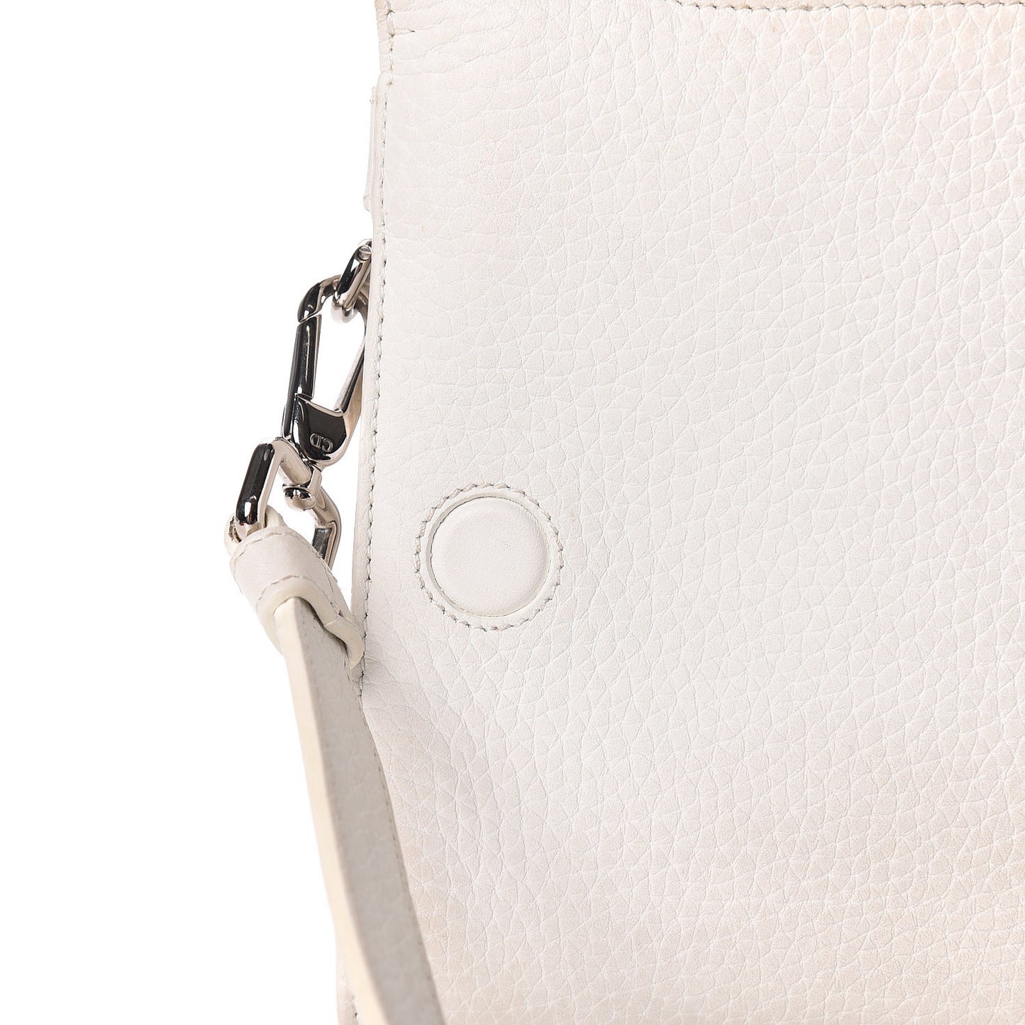 Grained Calfskin Mini Diorever Flap White