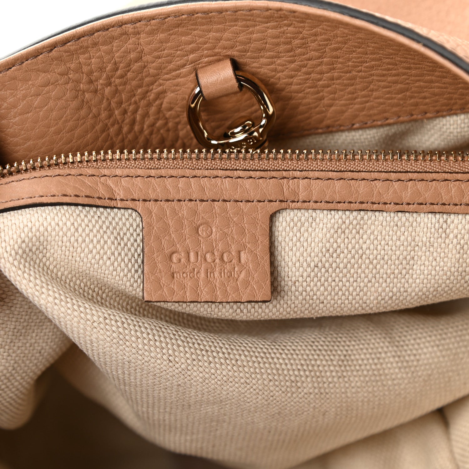Gucci Pebbled Calfskin Medium Soho Chain Shoulder Bag Camelia 6 of 12