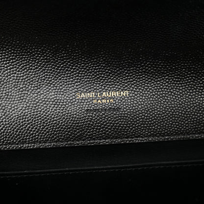 Saint Laurent Grain De Poudre Textured Mixed Matelasse Triquilt Monogram Clutch Black 6 of 9