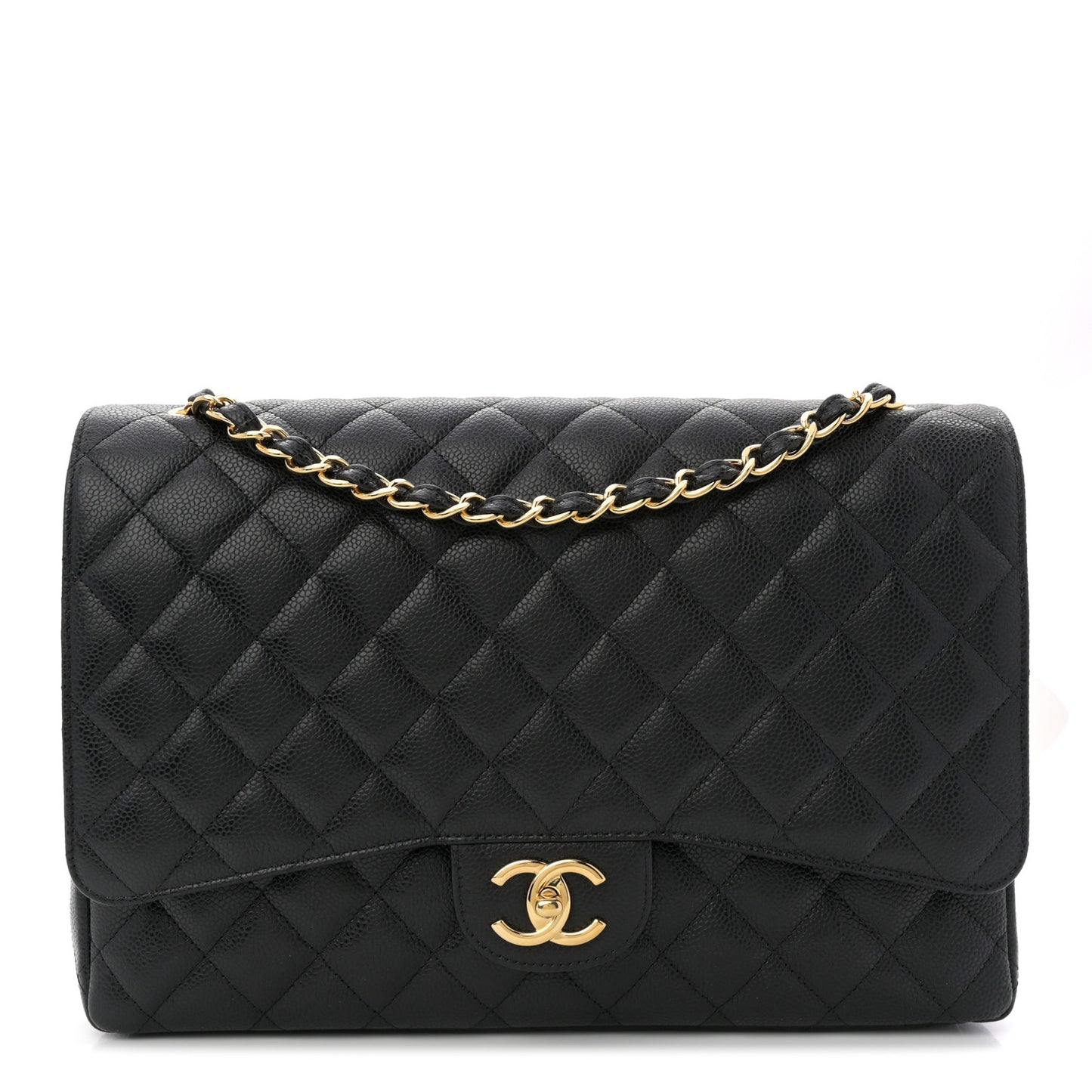 Caviar Quilted Maxi Double Flap Black