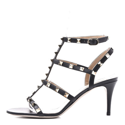 Valentino Garavani Nappa Rockstud Gladiator 70mm Sandals 37.5 Black 1 of 8