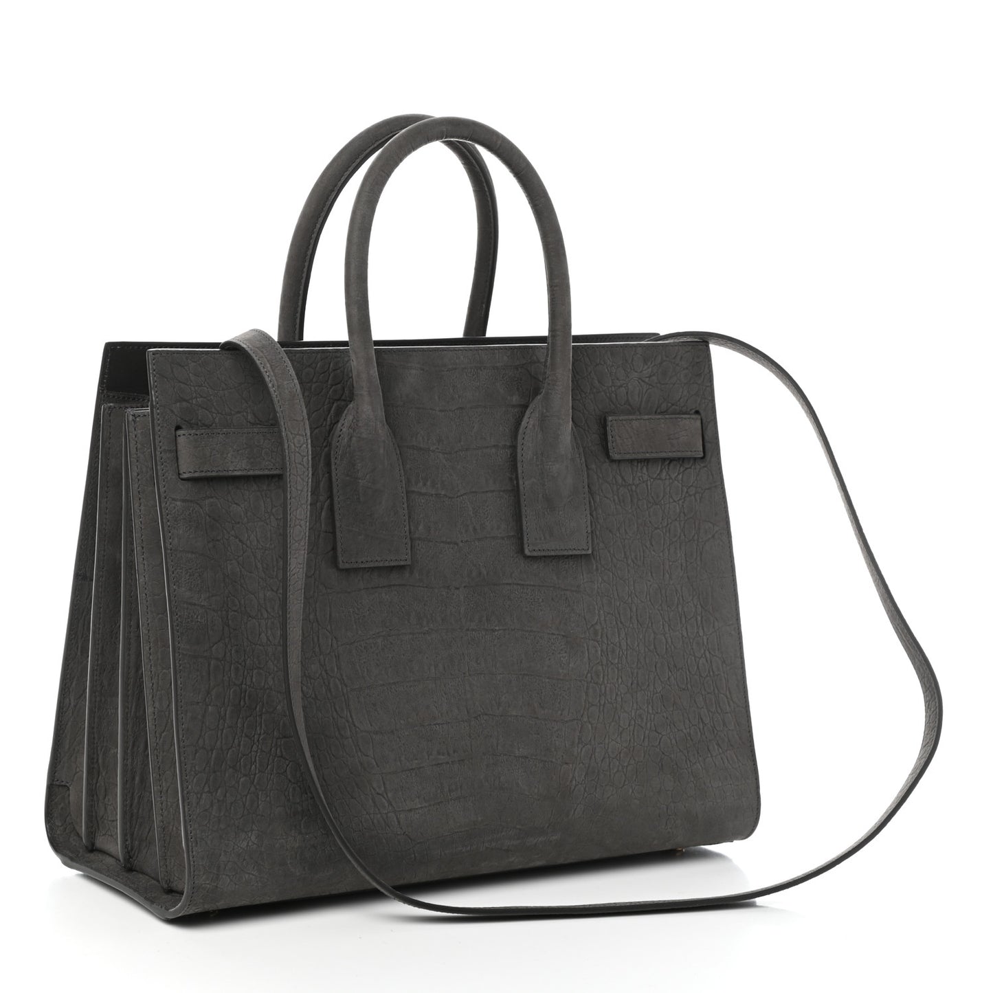 Crocodile Embossed Nubuck Small Sac De Jour Dark Anthracite
