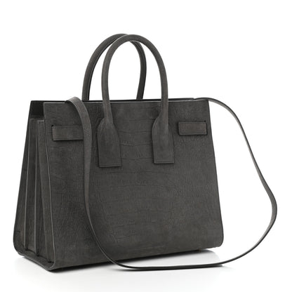 Saint Laurent Crocodile Embossed Nubuck Small Sac De Jour Dark Anthracite 3 of 9