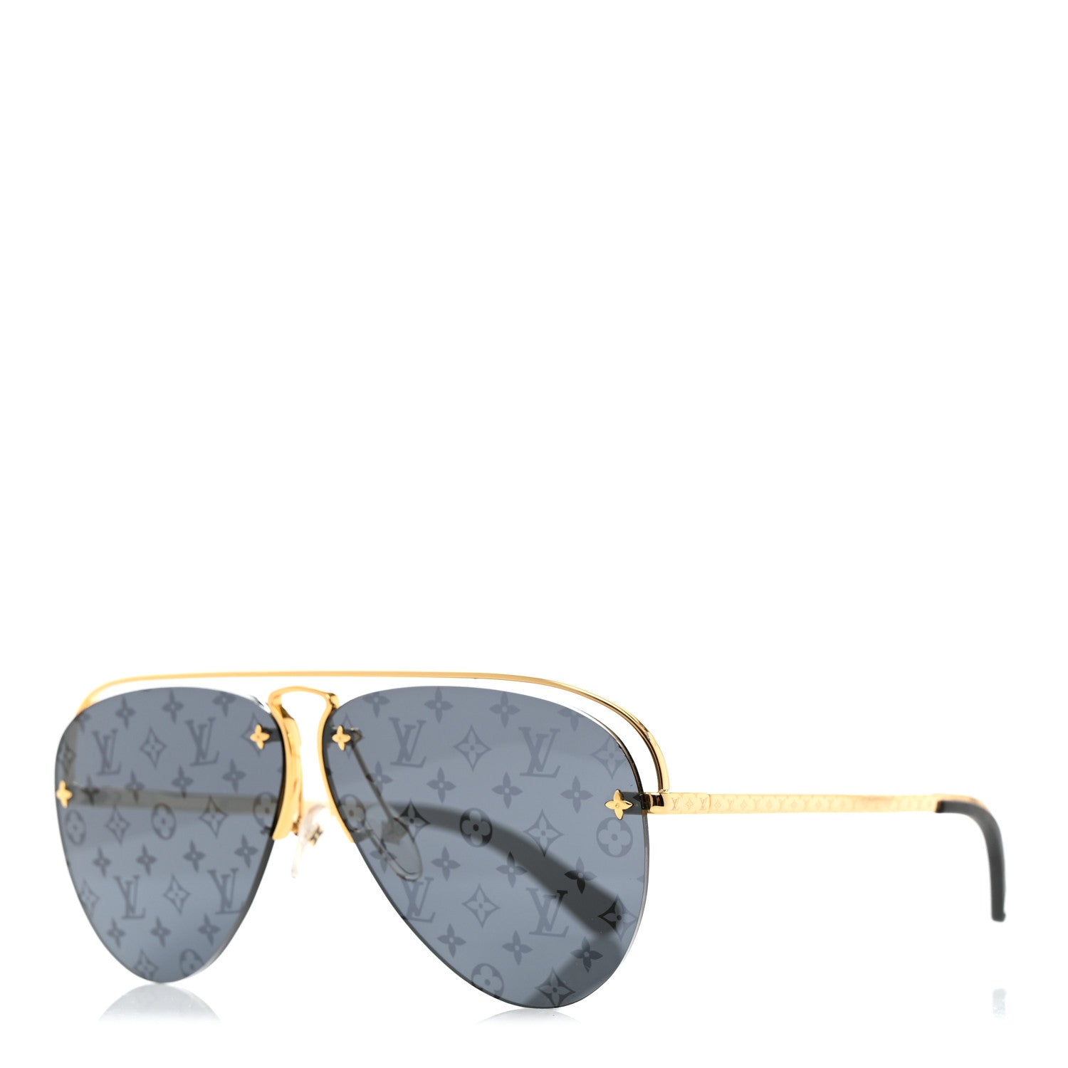 Louis Vuitton Metal Monogram Grease Sunglasses Z1172E Gold 1 of 7