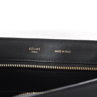 Celine Crocodile Embossed Calfskin Suede Medium Trapeze Black 7 of 16