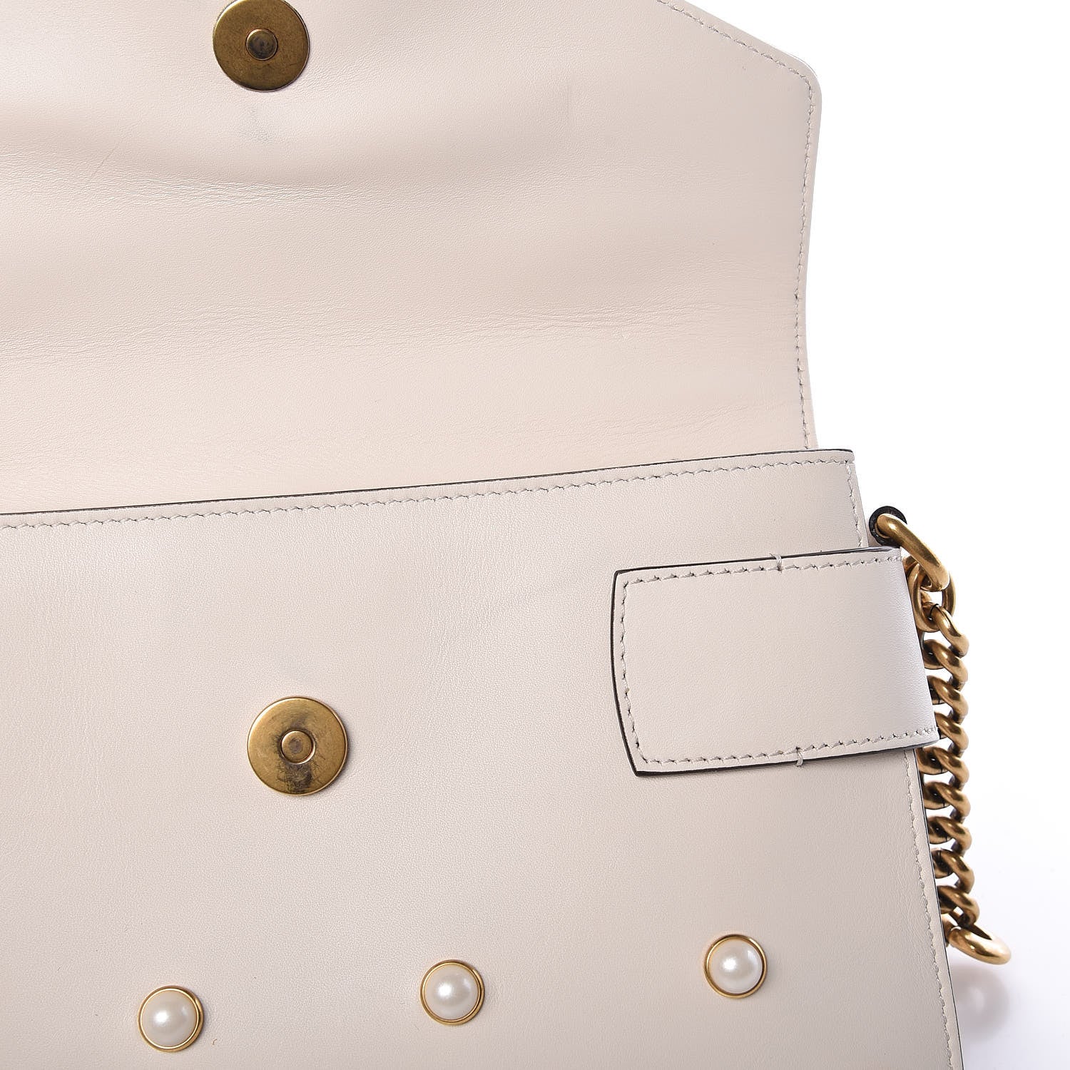 Gucci Nappa Pearl Studded Mini Queen Margaret Broadway Shoulder Bag Mystic White 9 of 11