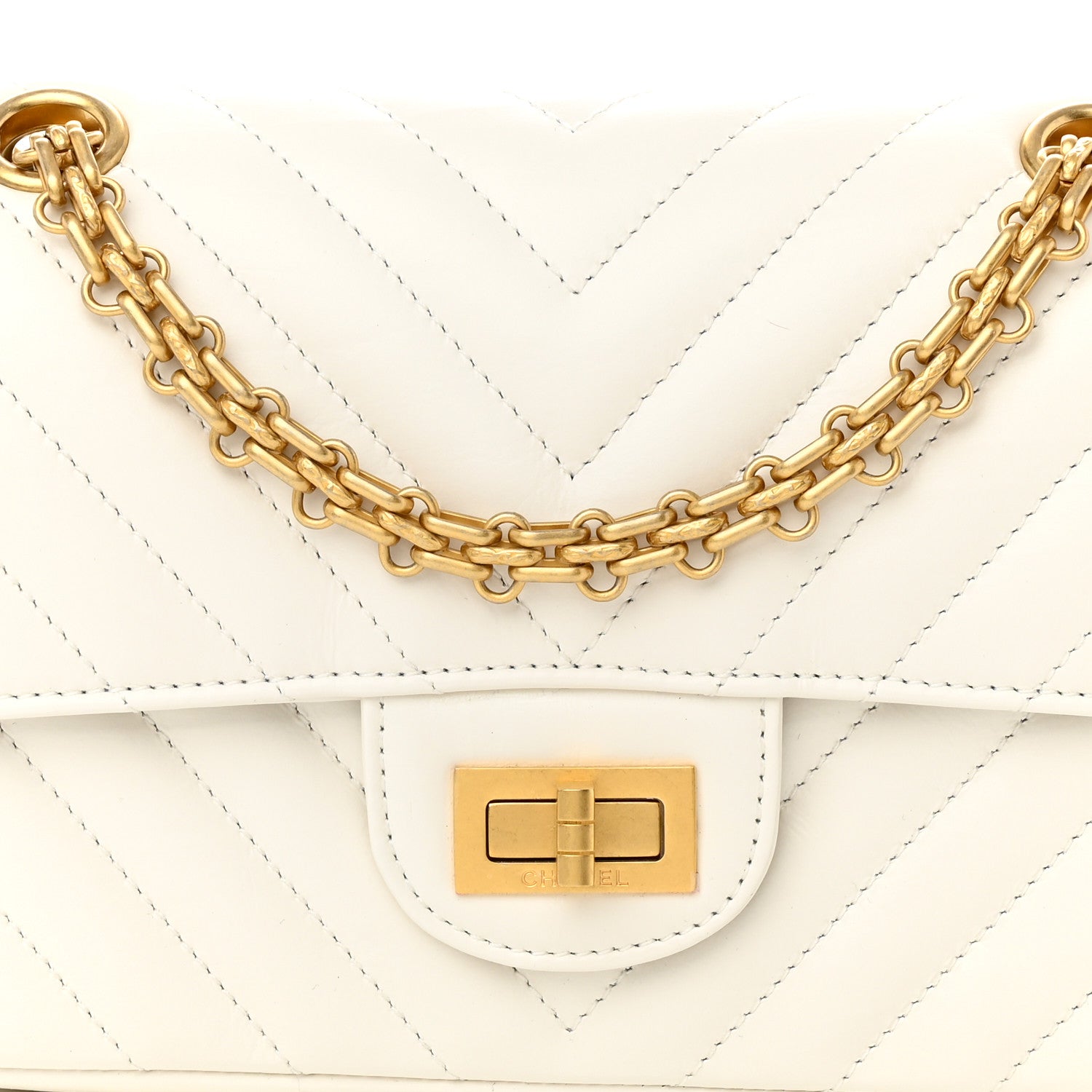 Chanel Aged Calfskin Chevron Quilted 2.55 Reissue Mini Flap White 8 of 11