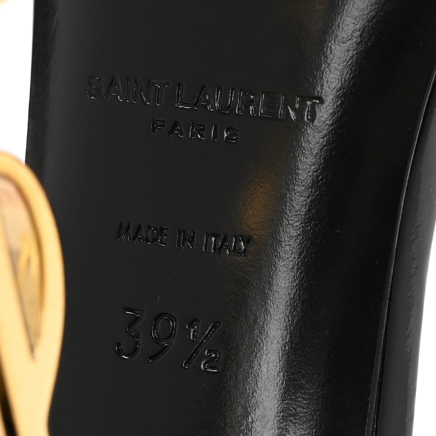 Patent Calfskin Opyum 110 Sandals 39.5 Black Gold