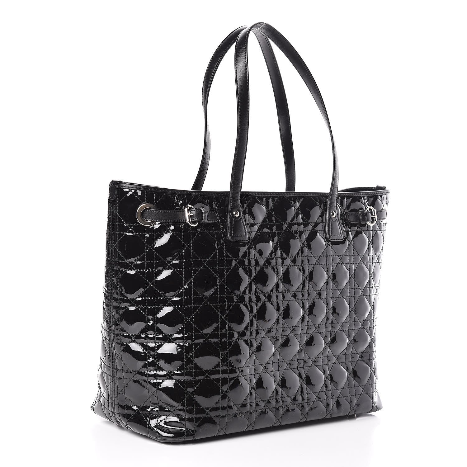 Christian Dior Patent Cannage Medium Panarea Tote Black 3 of 9