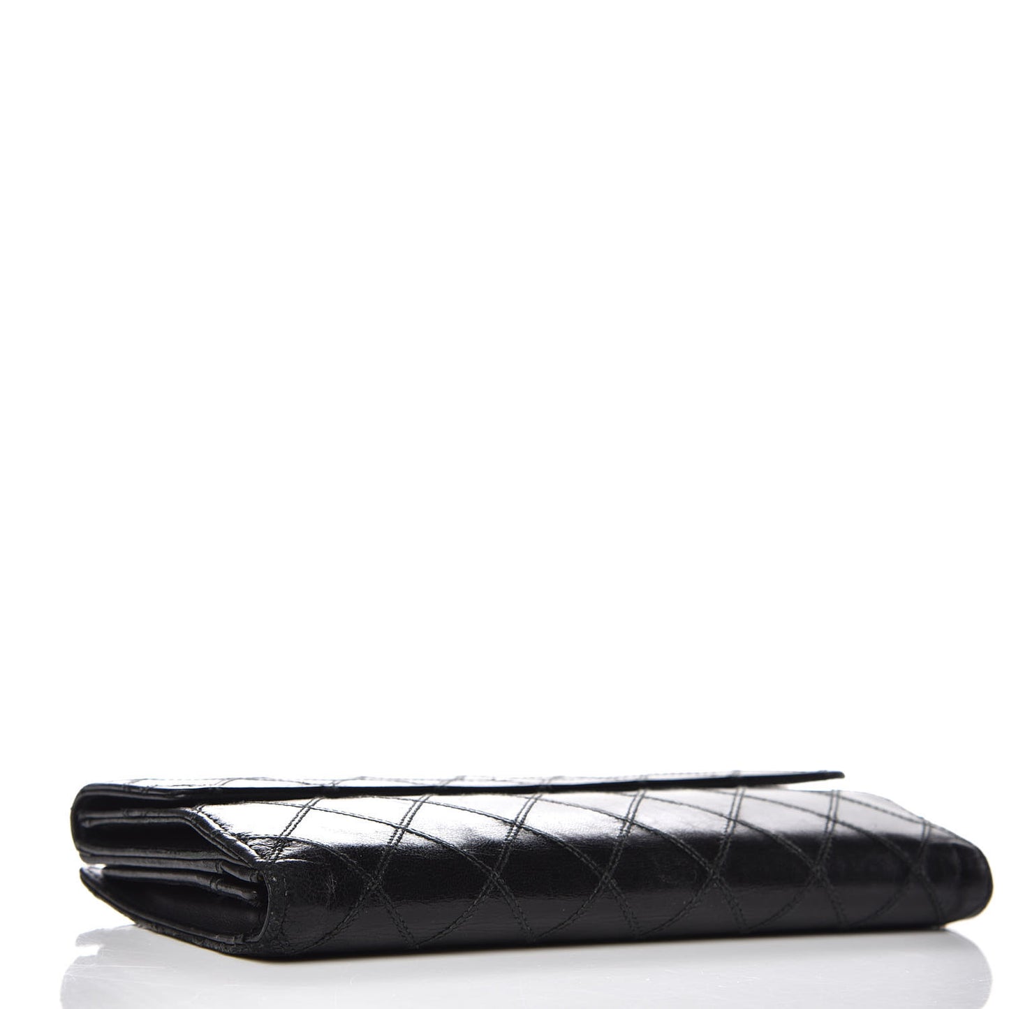 Lambskin Diamond Stitched Flap Wallet Black