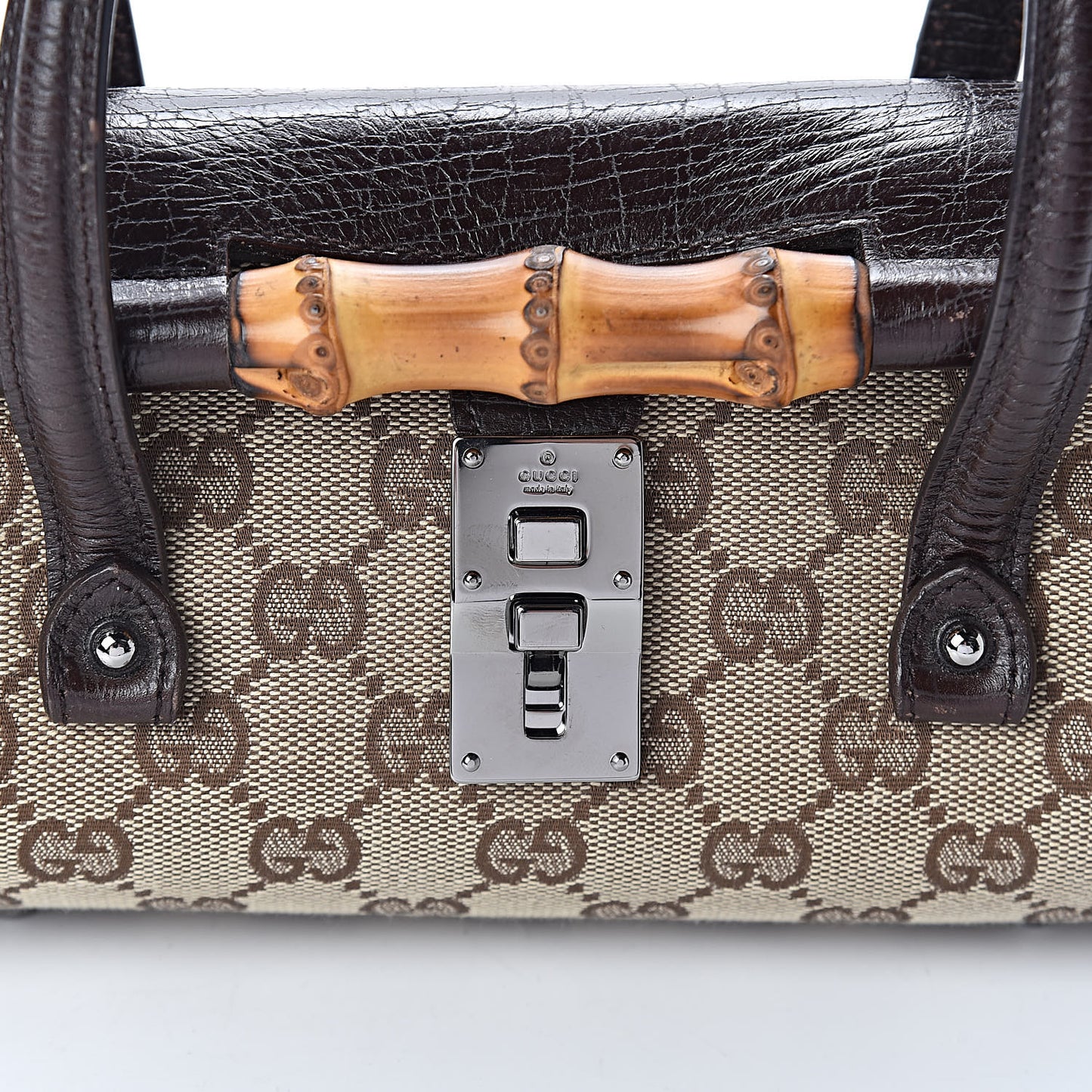 Monogram Small Bamboo Bullet Satchel Brown