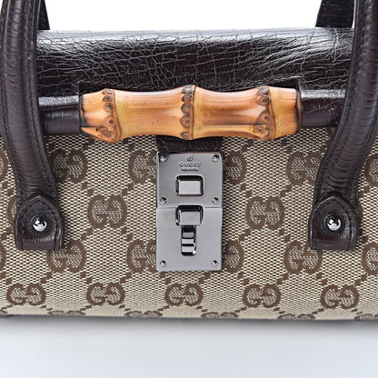 Gucci Monogram Small Bamboo Bullet Satchel Brown 8 of 10