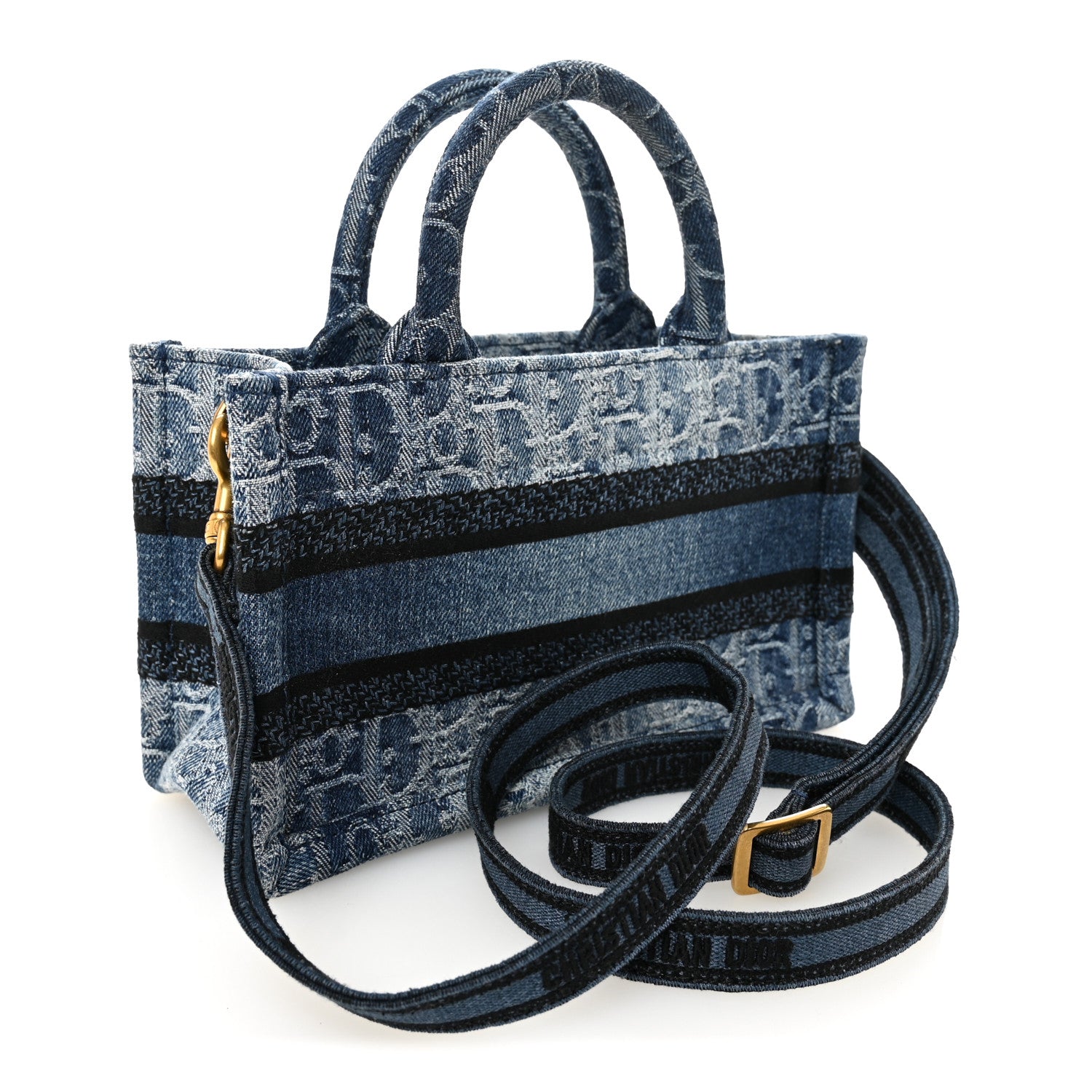 Christian Dior Denim Oblique Mini Book Tote With Strap Blue 3 of 11