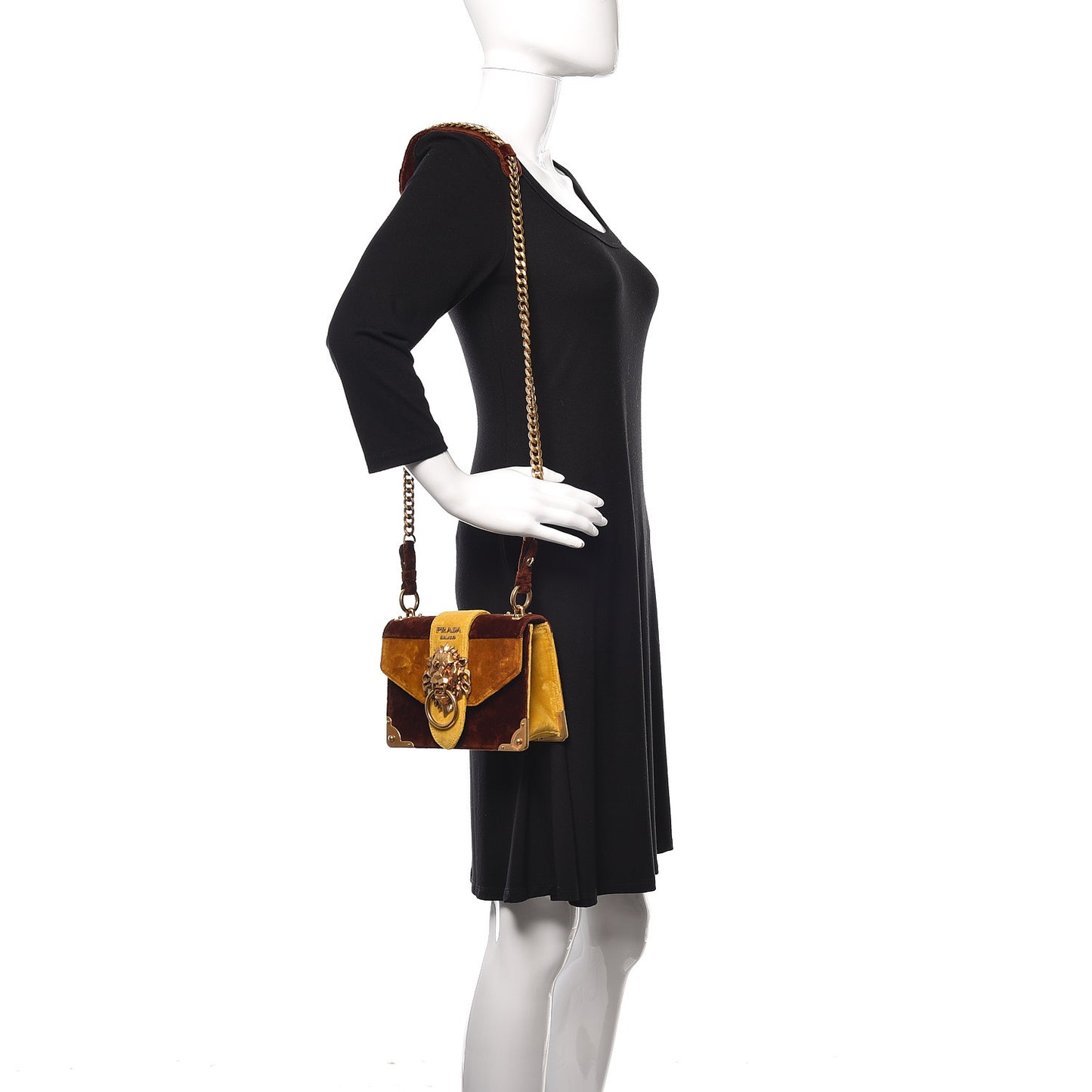 Velluto Lions Head Cahier Shoulder Bag Ambra