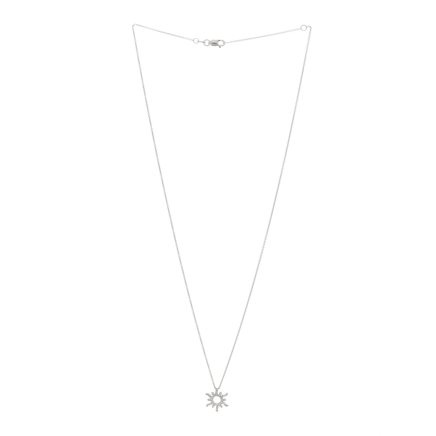 18K White Gold Diamond Tiny Treasures Sunburst Pendant Necklace