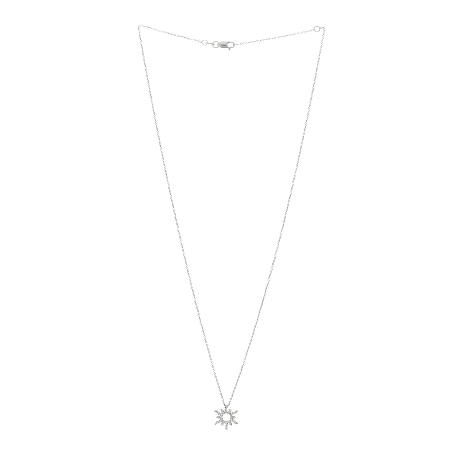 Roberto Coin 18K White Gold Diamond Tiny Treasures Sunburst Pendant Necklace 3 of 4